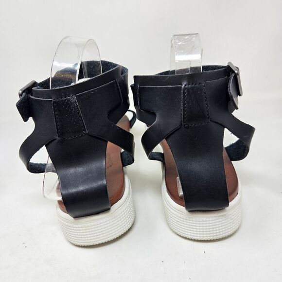 MIA Ellen Platform Black Strqppy Leather Sandals Buckled Ankle Strap Size US10 - Picture 6 of 9